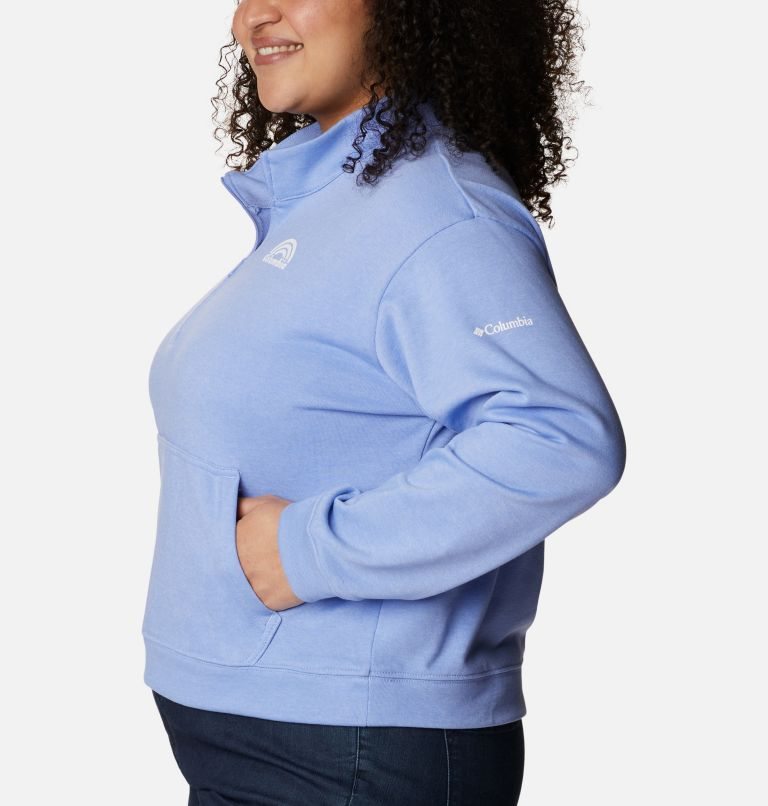 Women's Columbia Trek French Terry Half Zip Sweatshirts Light Blue | Plus Size CA-U4AC0